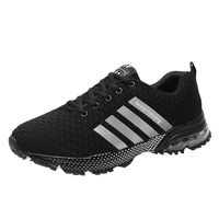 Mens Womens Mesh Running Sports Shoes Athletic Basketball Sneakers Slip On Air Cushion Hiking Outdoor Flat Trainers (Black, 6Mesh)