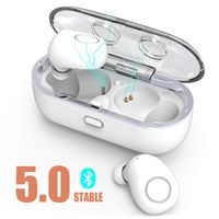 True Wireless Earbuds, Bluetooth 5.0 Headphone in-Ear Earphone with Mic, Auto Pairing, Binural Call, TWS Wireless Earbuds Sweatproof for Sports with Mini Charging Case(White)