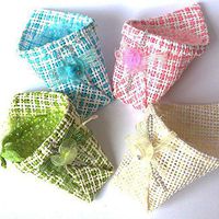 Baby Shower Favor Bag Set 6 pcs – Colored Woven Baskets with Organza Mesh Bags – Birthday Party Decorations Wrap Storage and Craft Basket – Red Blue Purple Ivory Ochre Green 004B