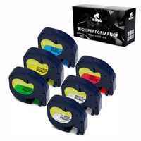 6-Pack IKONG Combo Set Compatible DYMO 16952 91331 91332 91333 91334 91335 Label Tape,1/2 Inch x 13' 12mm x 4m) Work with DYMO LetraTag LT-100H,LT-100T,Plus LT-100H,LT-110T,QX 50,2000