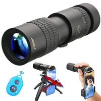 UNEGROUP High Power Monocular Telescope, HD Low Night Vision Waterproof Compact Spotting Scope with Smartphone Holder, Wireless Control & Tripod - FMC BAK4 Prism for Bird Watching, Camping, Hiking