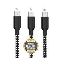 Micro USB Cable, ALEVEL 3Pack 6FT[2M] Nylon Braided USB Charger Cable, USB Charging Cable for Samsung Galaxy J8/J7/S7/S6/Edge/Note5, Sony, HTC, LG, Android Tablets and More - Black White