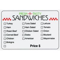 Fresh-N-Tasty Sandwich Check-Off Labels White Food Packaging Labels - 3"L x 2"H 500 Per Roll