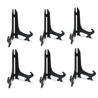 Artliving 8" Black 6pcs/Set Plastic Easels Plate Display Stands Picture Frame Stand Holder