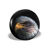 Jackmen Spare Tire Cover Eagle Eye American Flag Polyester Universal Waterproof Sunscreen Wheel Covers for Jeep Trailer RV SUV Truck and Many Vehicles (14" 15" 16" 17")