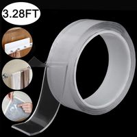 Nano Double Sided Tape, Removable Clear Gel Grip Tape, Reusable Traceless Transparent Sticky Adhesive Tape, Non-Slip Mounting Tape for Carpets, Photos/Posters, Home and Office Use (1M/3.28FT)