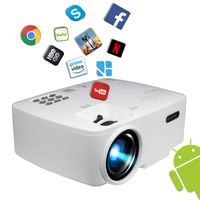 Projector, Smart Android WiFi Bluetooth Video Beam, by BeVision, 220 ANSI Lumen 180" Max for Movie Games, Quiet Fan, Built-in Speaker with HDMI VGA USB AV Ports
