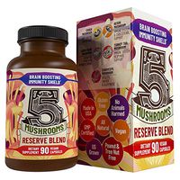 5 Mushrooms Reserve Blend - Lions Mane, Cordyceps, Reishi, Chaga, Turkey Tail Mushroom Supplement – Immune System Booster & Nootropic Brain Health