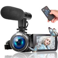 Video Camera Camcorder, Vlogging Camera Full HD 1080P 30FPS 3'' LCD Touch Screen Vlog Video Camera for YouTube Videos with External Microphone and Remote Control