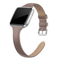 SWEES Leather Bands Compatible with Fitbit Versa 2 / Fitbit Versa Lite & SE/Fitbit Versa, Slim Thin Genuine Leather Replacement Strap for Versa Women (5.5" - 7.9"), Black, Champagne, Rose Gold, Tan