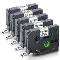 Unismar TZe-211 TZe211 TZ-211 TZ211 6mm 0.23in Laminated Black on White Tape Compatible for Brother P-Touch PT-D210 PT-D200 PTD400AD PTH110 PT-H100 PT-D600 PT-1280 Label Maker, 1/4'' x 26.2', 5-Pack