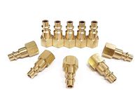 Air Hose Fittings And Quick Connect Air Fittings, 1/4 Inch NPT Brass Female Air Coupler Plug (10 Piece) Industrial Type D, Air Compressor Fittings