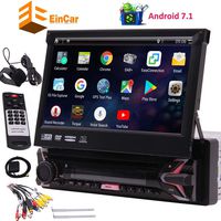 EINCAR 7" HD Car DVD Player Single Din Android 7.1 Quad Core CPU Car Radio GPS Navigation Receiver with Stereo GPS RDS WiFi OBD SWC Mirror, 1GB RAM 16GB ROM, Bluetooth, External Microphone