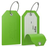 Shacke Luggage Tags with Full Back Privacy Cover w/Steel Loops - Set of 2 (Green)