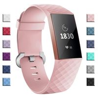 adepoy Compatible with Fitbit Charge 3 Bands for Women Men Large Small, Adjustable Replacement Wristbands for Fitbit Charge 3 and Fitbit Charge 3 SE, Pink, Large