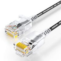 SAMZHE 26ft Cat 6 Ethernet Cable Super Slim Long Internet Network Cable - Fast Computer LAN Cable - Cat6 Ethernet Patch Cable with RJ45 Connectors (Black)