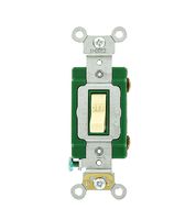 Leviton 3031-2I 30 Amp, 120/277 Volt, Toggle Single-Pole AC Quiet Switch, Extra Heavy Duty Grade, Self Grounding, Ivory