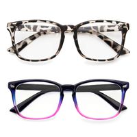 Blue Light Blocking Glasses Anti Eye Strain Minimize Headache UV Blocking Computer Reading Gaming Eyeglasses Frame (2 Pack(Leopard& Gradient Purple))