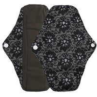 Hunputa Sanitary Napkins,Reusable Bamboo Cloth Washable Menstrual Pad Mama Sanitary Towel Pad (Black, L)
