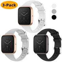 EZCO 3-Pack Sport Bands Compatible with Fitbit Versa/Versa 2 / Versa Lite, Waterproof Soft Silicone Breathable Sport Watch Strap Replacement Wristband Accessories Women Man for Versa Smart Watch