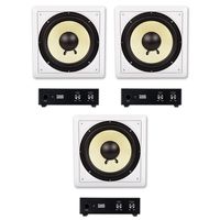 Acoustic Audio HD-S10 in Wall 10" Home Theater Passive Subwoofers 3 Speaker and 3 Amplifier Set