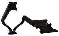 Mount-It! Laptop and Monitor Arm Stand | Full Motion Laptop Arm VESA Monitor Desk Mount Riser for 22-32 inch Screens and up to 15.6 inch Laptop Tray
