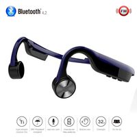 Bone Conduction Headset Bluetooth Wireless FM Radio Stereo with Mic for Running Driving Cycling IP67 Waterproof Open Ear Sports Titanium Headphones for iPhone Android (Blue)