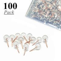 Wehomer Rose Gold Push Pins Thumb Tacks, Transparent Plastic Round Head Map Tacks for Hanging Pictures, Posters, Documents, Wall Maps On Walls and Bulletin Boards (100)