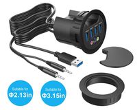 ineo Grommet Desk-Fit (Diameter 2.3" to 2.4") 4 Type A with 3.5mm Audio Mic Jack + 3.2" Expandable case [THC06-IV Plus]