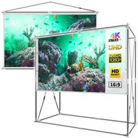 JaeilPLM 80-Inch 2-in-1 Portable Projector Screen, Outdoor Indoor Compatible with Rectangle Stand or Hanging Design Movie Projection for Home Theater, Gaming, Office(SQ80)