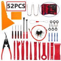 AUTDER 52 Pcs Body Repair Upholstery & Trim Tools Trim Removal Tool Kits Pry Kit Door Panel Tool Radio Repair Modification Pliers Fastener Remover with Storage Bag - Red