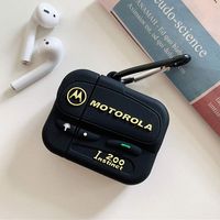 BONTOUJOUR AirPods Case, Super Cool Creative Classical Black Vintage Beeper Pager Shape TPU Silicone Cover Case Protective Skin for AirPods 1&2+Hook