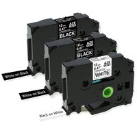 Replace 12mm 0.47inch TZe-231(Black on White)TZe-335 TZ-335（White on Black）TZ P-Touch Brother Standard Laminated Label Tapes, for Brother P touch PTD600 PTH100 PTD210 PTD400 PT200 PT-Cube, 26.2Ft, 3P