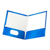 Oxford Laminated Twin-Pocket Folders, Letter Size, Blue, Holds 100 Sheets, Box of 25 (51701EE)