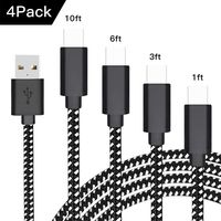 Yaliu USB Type C Cable 4Pack (1/3/6/10FT), Nylon Braided Fast Charging Charger Sync Cord for Samsung Galaxy S10+ S10 S10e S9 Note 10 9 A10e A20 A20e A30 A50 Moto G6/G6 Plus G7/G7 Power Nokia 6.1 7.1