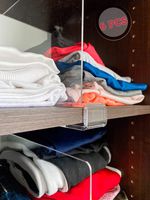 Set of 6 Clear Acrylic Shelf Dividers for Wood Shelves, Easy to Organize, Install & Separate for Storage, Great for Kitchen Cabinets, Closets, Bookcases & Pantry