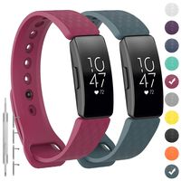 GVFM Compatible with Fitbit Inspire/Inspire HR Bands, Adjustable Soft Silicone Bracelet Accessories Sport Strap for Women Men Wristbands (Small, 2-Slate and Wine)
