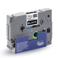 Exsun Compatible Label Tape Replacement for Brother P-Touch TZE Tape TZE-335 TZe 335 Laminated Labeling Tape Work with P Touch PT-D210 PT-H110, 0.47" (12 mm) x 26.2' (8m), White on Black, 1-Pack