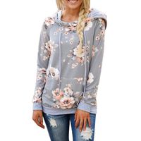 Hunauoo Women Hoodies Tops Casual Camo Floral Printed Pullover Drawstring Sweatshirt with Pocket