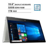 2020 HP Envy X360 15.6 Inch FHD 1080P 2-in-1 Touchscreen Business Laptop (Intel 4-Core i7-10510U up to 4.9GHz, 32GB DDR4 RAM, 1TB SSD, Intel UHD Graphics, Backlit KB, FP Reader, WiFi, Win 10)
