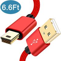 SCOVEE Mini USB Charging Cable 6.6ft for Sony PS3 Controller,GoPro HERO4 Hero 3+,HD,MP3 Players,Garmin GPS Navigator Nuvi,PDAs,Playstation 3,Nylon Braided USB 2.0 Type A to Mini B Data Charger Cord