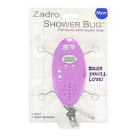 Zadro Shower Bug FM Radio with Clock, Purple, Model SB01PR