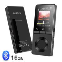 AGPTEK 16GB MP3 Player Bluetooth 4.0 with Loud Speaker, Metal Lossless Music Player Supports FM Radio Recording, Expandable Up to 128GB, Black M16S