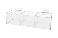 Marketing Holders 12" W Slatwall 3 Compartments Storage Keepsake Bin Organizer Basket Crafts Hardware Retail Clear Acrylic (1, 12" Wide 3 Pocket)
