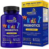 Lovebug Little Ones Probiotics for Kids, Immune Support 60 Easy-to-Swallow Tiny Pearls, Children's Patented Time Release Probiotics Supplement (60)