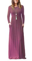 AUSELILY Women Long Sleeve Loose Plain Maxi Dresses Casual Long Dresses with Pockets (XS, Mauve2)