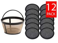 GoldTone Brand 8-12 Cup Permanent Mr. Coffee Basket-Style Coffee Filter & Set of 12 Water Filters for Mr. Coffee Coffee Maker and Brewer