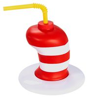 BirthdayExpress Dr Seuss Cat in The Hat Party Supplies - Striped Hat Plastic Sippy Cup with Straw
