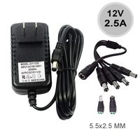 [UL Listed] ZUEXT 12V 2.5A 30W AC DC Switching Power Supply Adapter (Input 100-240V, Output 12 Volt 2.5 Amp) Wall Transformer Charger for DC12V CCTV Camera LED Strip Light (3Ft Cord, 30 Watt Max)