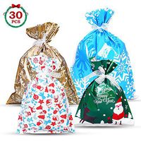 Gift Wrapping Bags, Godmorn 30PCS Holiday Treat Bags Gift Bags 4 Sizes For Party Favor Pouch Goody Bags with Ribbon Ties for Birthday Party Holiday Gifts
